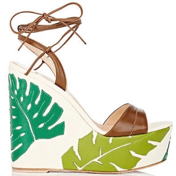 SALE Gianvito Rossi Grenada LeatherCanvas Wedge 37 - Picture 2 of 14